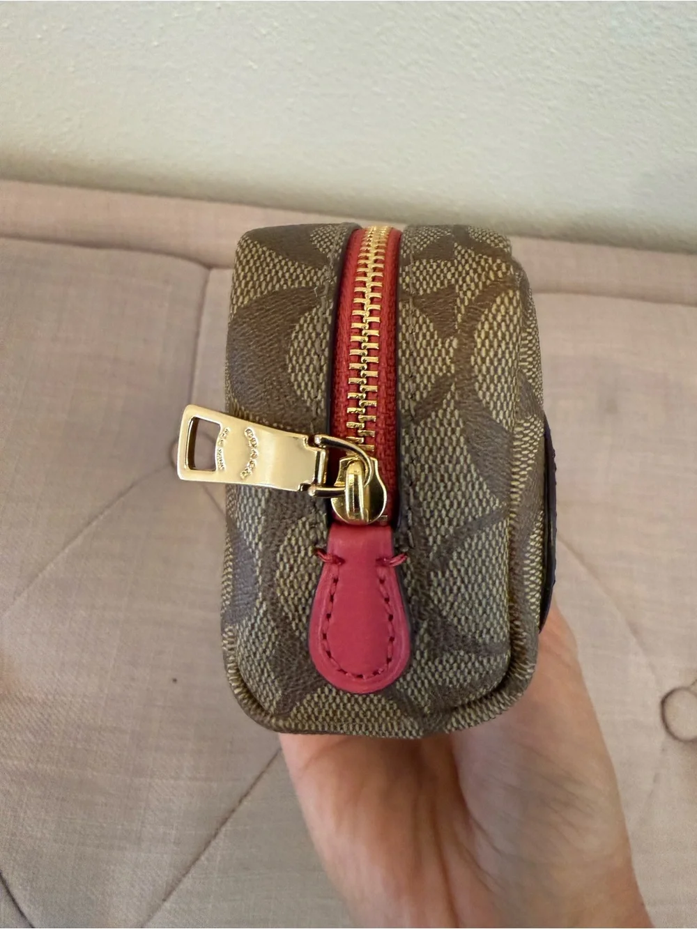 Coach Pouch Monogram Tan with Patches - Picture 4 of 9